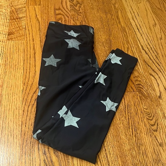 Terez Woman’s Black Silver Star Leggings Size XS - Picture 1 of 6